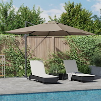 vidaXL Cantilever Roma Parasol med LED Taupe 352x251x265 cm Aluminium