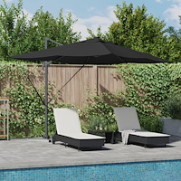 vidaXL Kantilever Roma Parasol med LED-lampor Svart 352x251x265 cm Aluminium