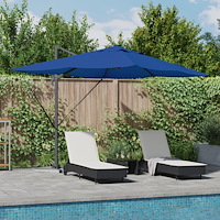vidaXL Cantilever Roma Parasol med LED-lampor Azure Blue 352x251x265 cm Aluminium