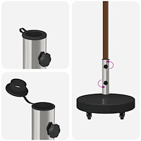 vidaXL Parasollbas med hjul för Ø38/48mm stolpar svart granit 30 kg rund