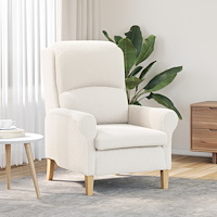 vidaXL Ergonomisk Fåtölj Gräddfärgad Tyg, Trä Standard Ergonomisk
