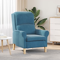 vidaXL Blå Fåtölj Blå Tyg, Trä Standard Ergonomisk Blå Fåtölj