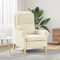 vidaXL Krämfärgad fåtölj Kräm Tyg och trä Medium Stilren ergonomisk stol