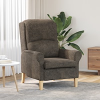 vidaXL Samtida fåtölj Mörkgrå Tyg och trä Standard Ergonomisk Fåtölj