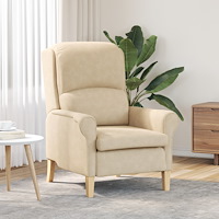 vidaXL Gräddfärgad Fåtölj Grädde Tyg och trä Standard Ergonomisk