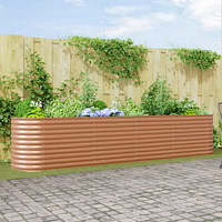 vidaXL Trädgårdsplanterare Trälook Galvaniserat stål 400 x 80 x 81 cm