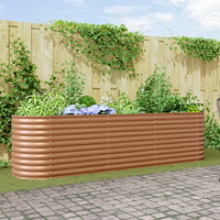 vidaXL Höjdplanteringslåda Trälook Metall 320 X 80 X 81 cm Hållbar