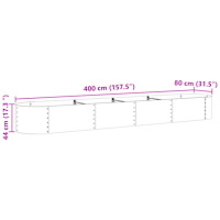 vidaXL Upphöjd Trädgårdsbädd Brun med Trälook 400x80x44 cm Stål