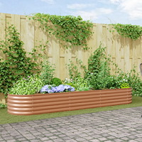 vidaXL Höjd trädgårdsbädd brun med trälook 320x80x44 cm stål