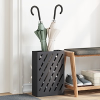 vidaXL Paraplyställ Svart Metall Medium Paraplyställ Rektangulärt