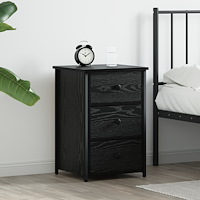 vidaXL Svart Ek Sängbord Svart Ek MDF, Metall Kompakt Svart Ek Sängbord