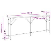 vidaXL Konsolbord Svart Ek 180x23x75 cm Konstruerat Trä