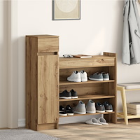 vidaXL Skåp för skor Hantverksmässig ek 100.5x28x100 cm Konstruerat trä