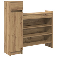 vidaXL Skåp för skor Hantverksmässig ek 100.5x28x100 cm Konstruerat trä