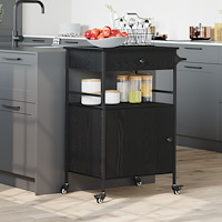 vidaXL Köksvagn Svart Ek 56x43x89,5 cm Ingenjörsträ