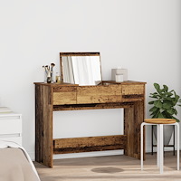 vidaXL Skrivbord med Spegel Gamla Trä 100x45x76 cm