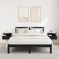 vidaXL Flytande Sängbord 2 pcs Svart Ek 40x31x27 cm Konstruerat trä
