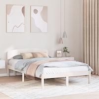 vidaXL Sängram med huvudgavel Vit 120x200 cm Massivt trä Tall