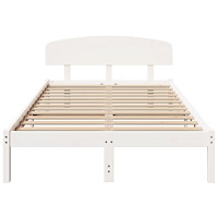 vidaXL Sängram med Huvudgavel Vit 140x190 cm Massiv Furu