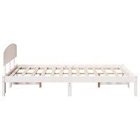 vidaXL Sängram med Huvudgavel Vit 140x190 cm Massiv Furu