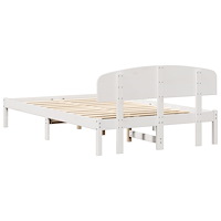 vidaXL Sängram med Huvudgavel Vit 140x190 cm Massiv Furu
