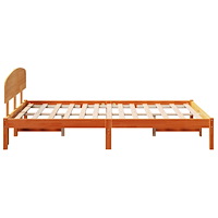 vidaXL Sängram med Huvudgavel Vaxad Brun 140x190 cm Massiv trä Furu