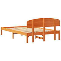 vidaXL Sängram med Huvudgavel Vaxad Brun 140x190 cm Massiv trä Furu