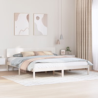 vidaXL Sängram med Sänggavel Vit 180x200 cm Massivt tallträ