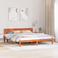 vidaXL Sängram med Sänggavel Vaxad Brun 180x200 cm Massiv Furu