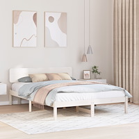 vidaXL Sängram med huvudgavel Vit 160x200 cm Massivt Tallträ