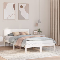 vidaXL Sängram med Sänggavel Vit 120x190 cm Massivt Tallträ