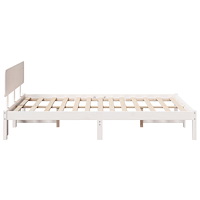 vidaXL Sängram med Sänggavel Vit 120x190 cm Massivt Tallträ