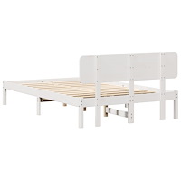 vidaXL Sängram med Sänggavel Vit 120x190 cm Massivt Tallträ