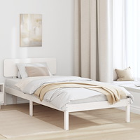 vidaXL Sängram med sänggavel Vit 100x200 cm Solid Tallträ