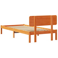 vidaXL Sängram med Huvudgavel Vaxbrun 100x200 cm Massivt tall