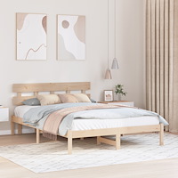 vidaXL Sängram med huvudgavel 140x200 cm Massiv Tallträ