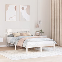 vidaXL Sängram med Huvudgavel Vit 120x200 cm Massivt Tallträ