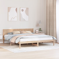 vidaXL Tallträ Sängram Naturligt trä Massivt tallträ 200 x 200 cm