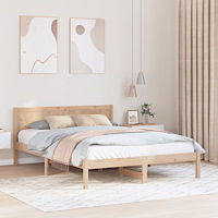 vidaXL Tallträ Sängram Naturlig Solid Tallträ 160 x 200 cm Enkel