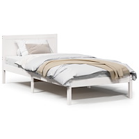 vidaXL sängram av furu vit Vit Massiv furu 80 x 200 cm Sängram