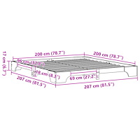 vidaXL Sängram Vit Trä 200 x 200 cm Tuff Vit Sängram Rektangulär