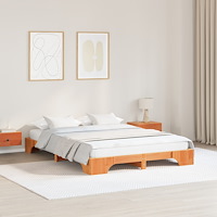 vidaXL Sängram Vaxad brun Massiv Trä 150 x 200 cm Hållbar Sängram