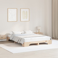 vidaXL Sängram Naturlig Massivt furu 140 x 200 cm Hållbar
