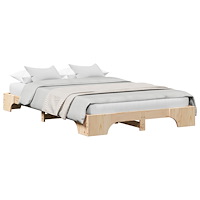 vidaXL Sängram Naturlig Massivt Furu 120 x 200 cm Hållbar Rektangulär