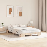 vidaXL Sängram Naturlig Massivt Furu 120 x 200 cm Hållbar Rektangulär