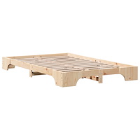 vidaXL Sängram Naturlig Massivt Furu 120 x 200 cm Hållbar Rektangulär