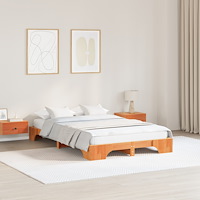 vidaXL Sängram Vaxbrun Massivt Tallträ 140 x 190 cm Hållbar Sängram