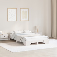 vidaXL Sängram Vit Massivt trä 120 x 190 cm Hållbar Solid sängram