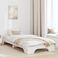vidaXL sängram Vit Solid tallträ 75 x 190 cm Hållbar Rektangulär