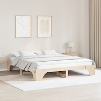 vidaXL Sängram Naturlig Massivt tallträ 180 x 200 cm Enkel